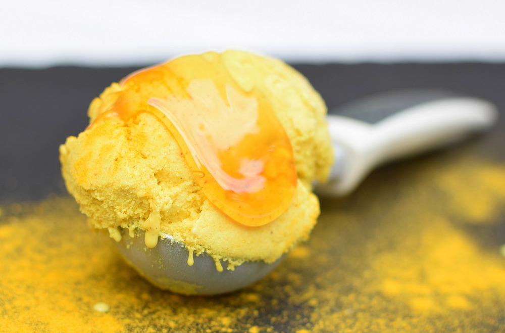 Scoop of tumeric ice cream