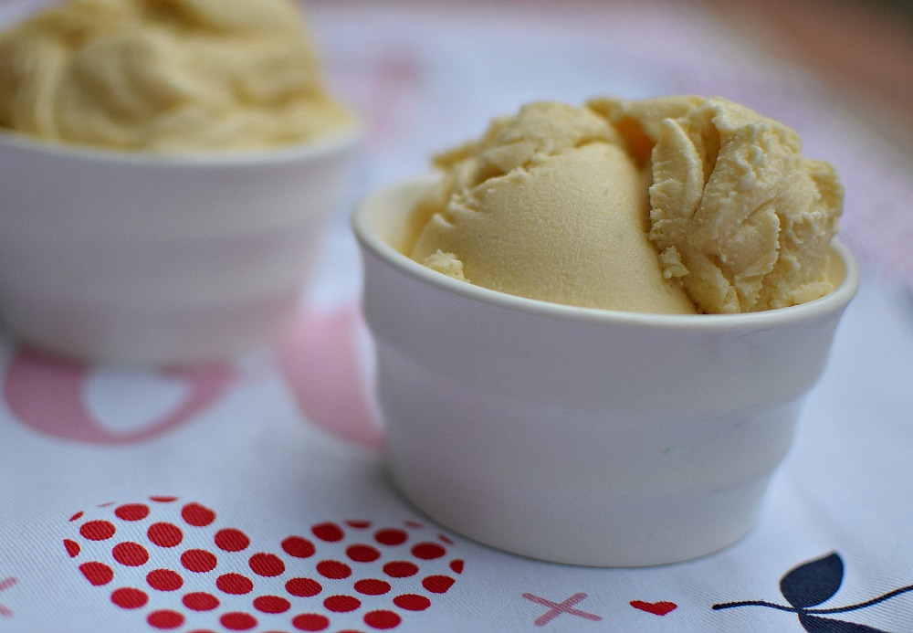 Goat Cheese and Honey Ice Cream in a bowl