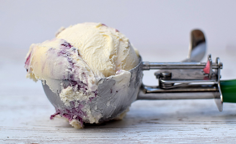 Blueberry Ice Cream in a Scoop