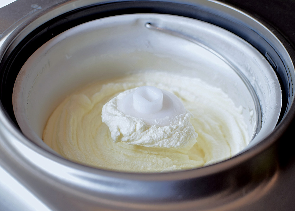 Churned vanilla ice cream