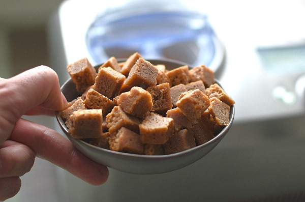 Pieces of blondie ready to be added to ice cream
