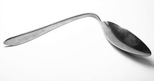 A bent spoon from scooping hard ice cream