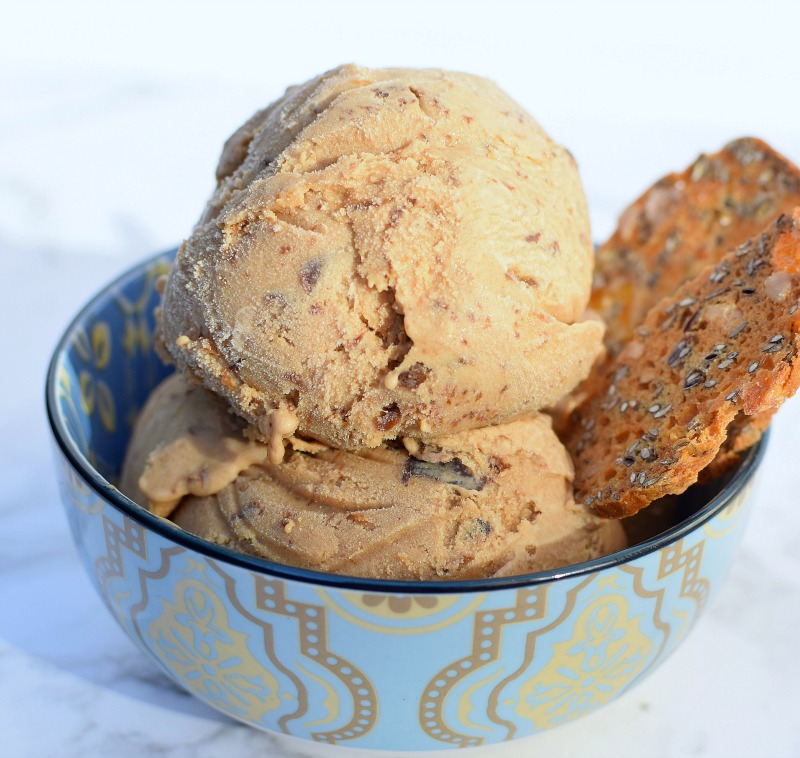 Prune ice cream in a bowl