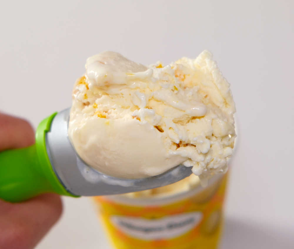 A softened scoop of yuzu lemon ice cream by HD