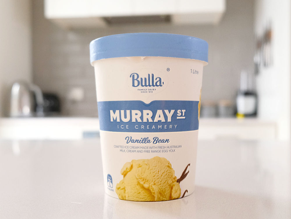 A front of pack shot of the Murray Street Ice Cream Vanilla Bean
