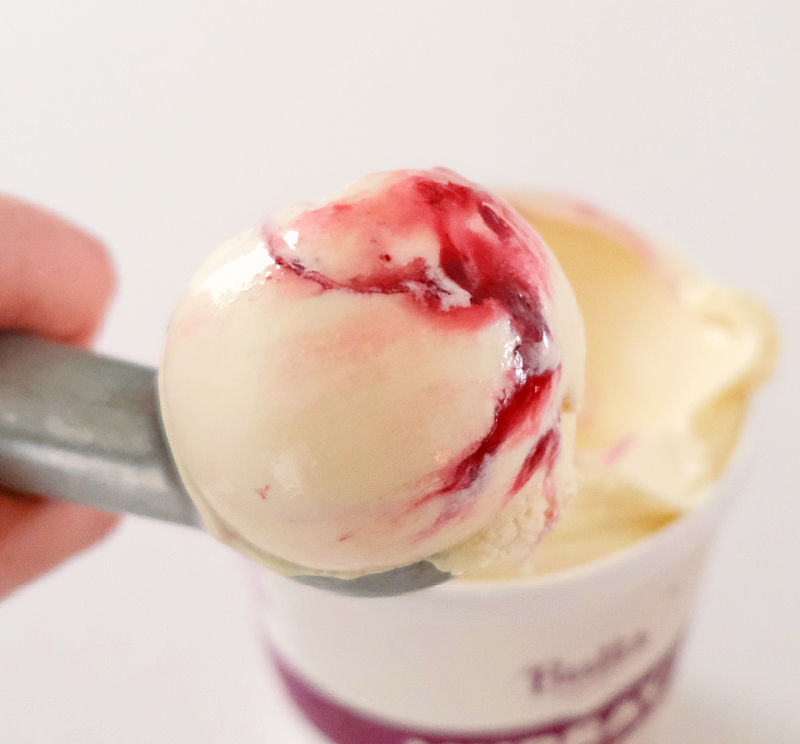 A closeup photograph of a scoop full of Bulla Murray Street Ice Cream.