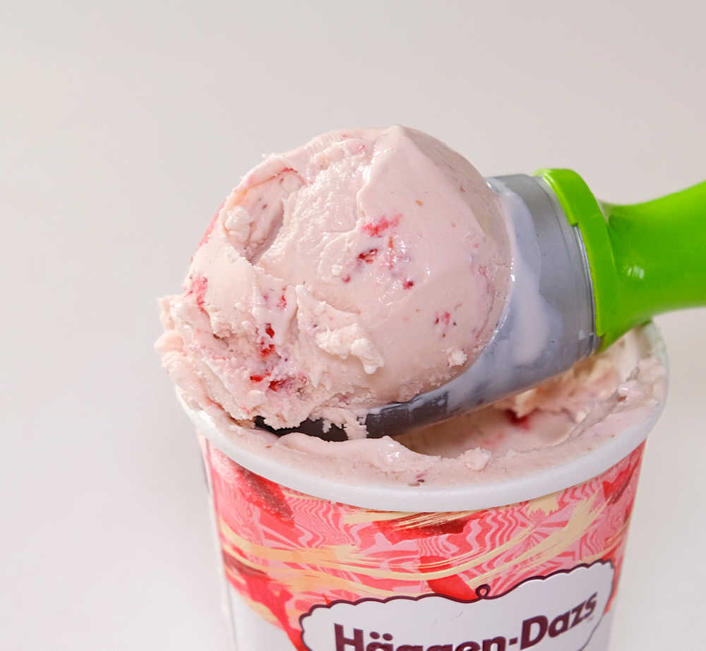 A big scoop of HD Strawberry Cream ice cream.