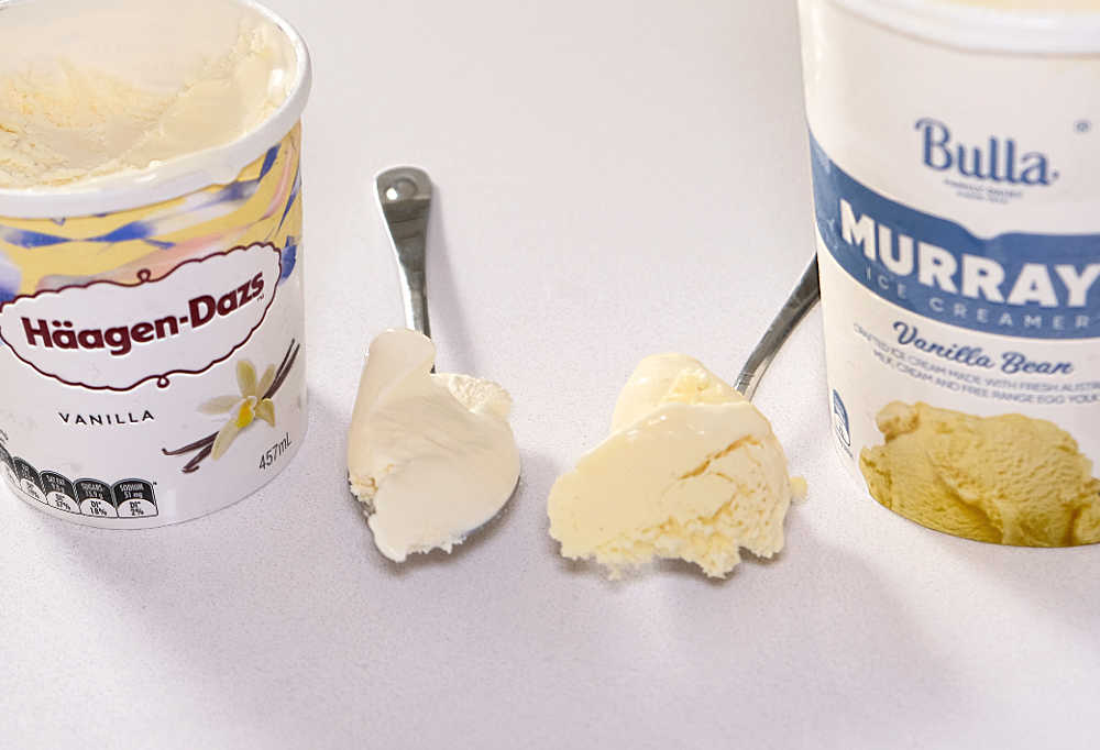 A comparison of colour between Haagen-Dazs and Murray St vanilla ice cream.
