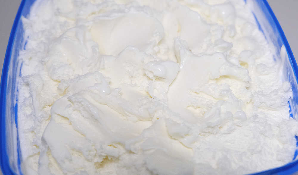 A macro shot of the ice cream's texture.