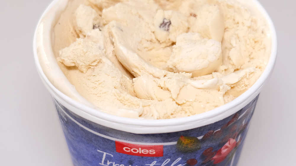 Macro shot of Rum and Raisin Ice Cream.