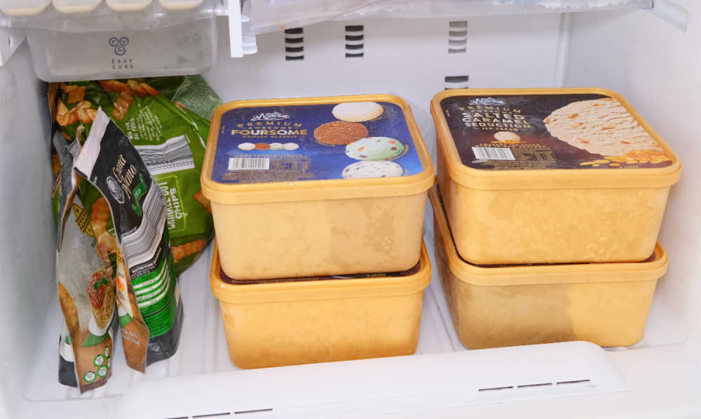Various tubs of Much Moore Awesome Ice cream.