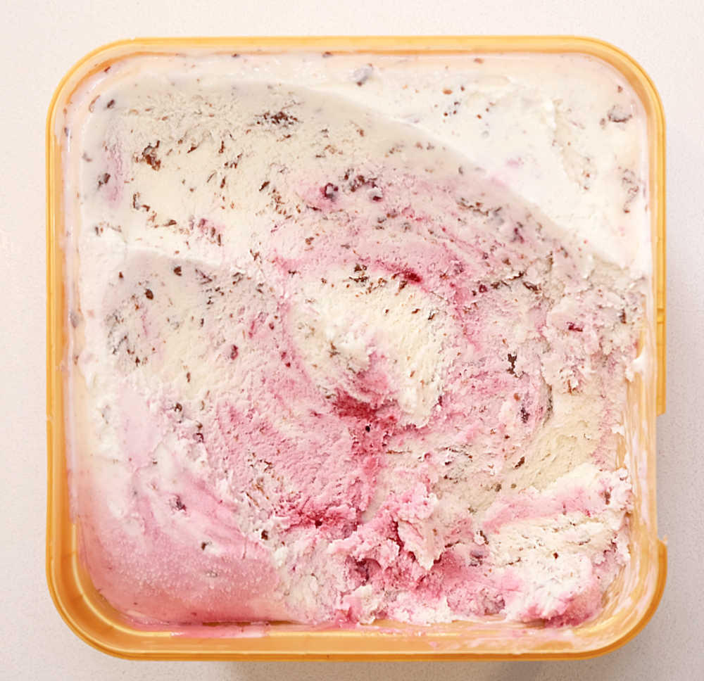 A top down image of Awesome Boysenberry Stracciatella 2L