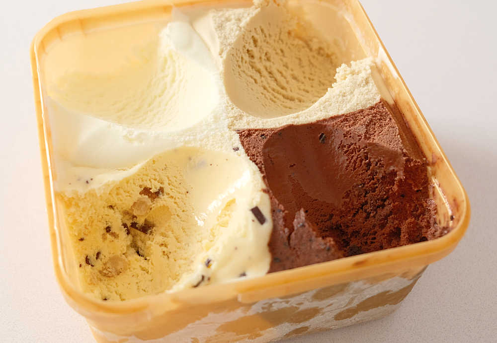 A partly eaten pack of Awesome Foursome Cravings Ice Cream.