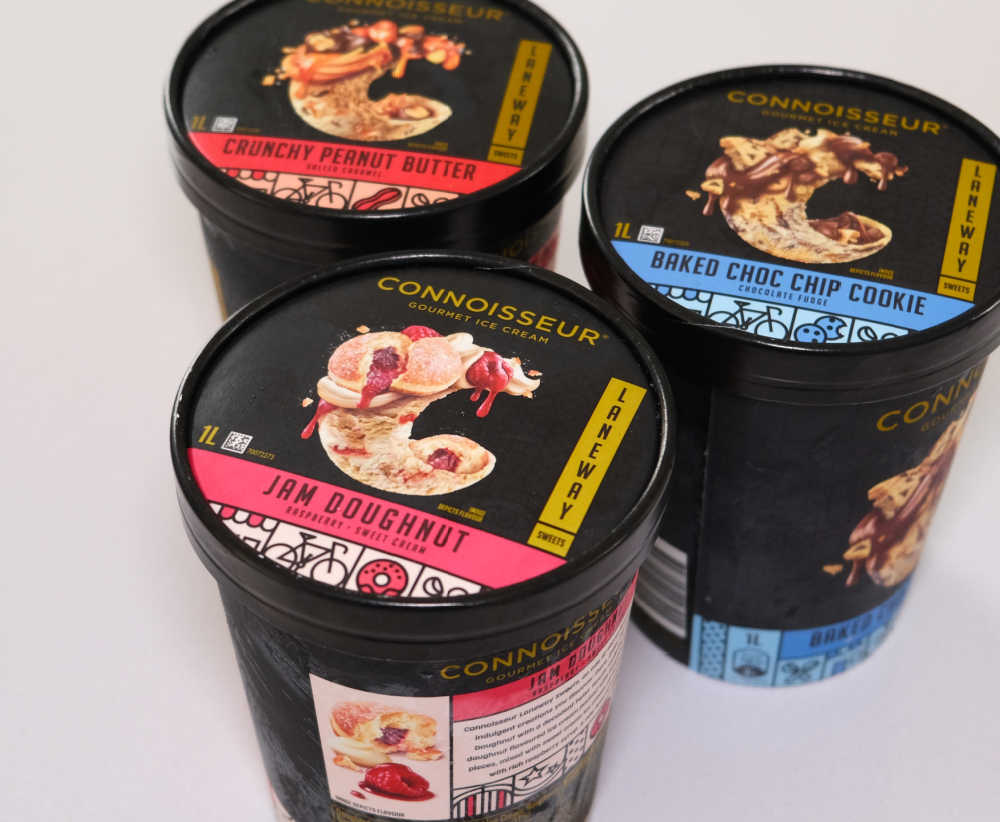 A group photo of the Laneway range demonstrating the similarity of two flavour variants.