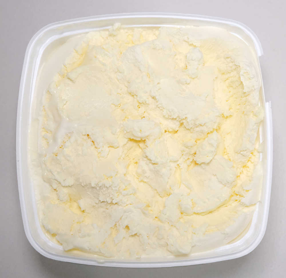 Top down photo of Woolworths Vanilla Reduced Fat Ice Cream.