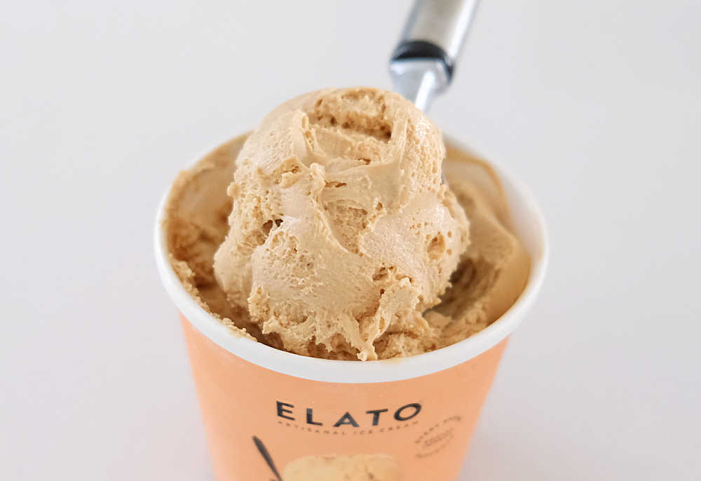 Top down photo of Elato Cold Brew Decaf Cafe Latte Ice Cream 475ml.