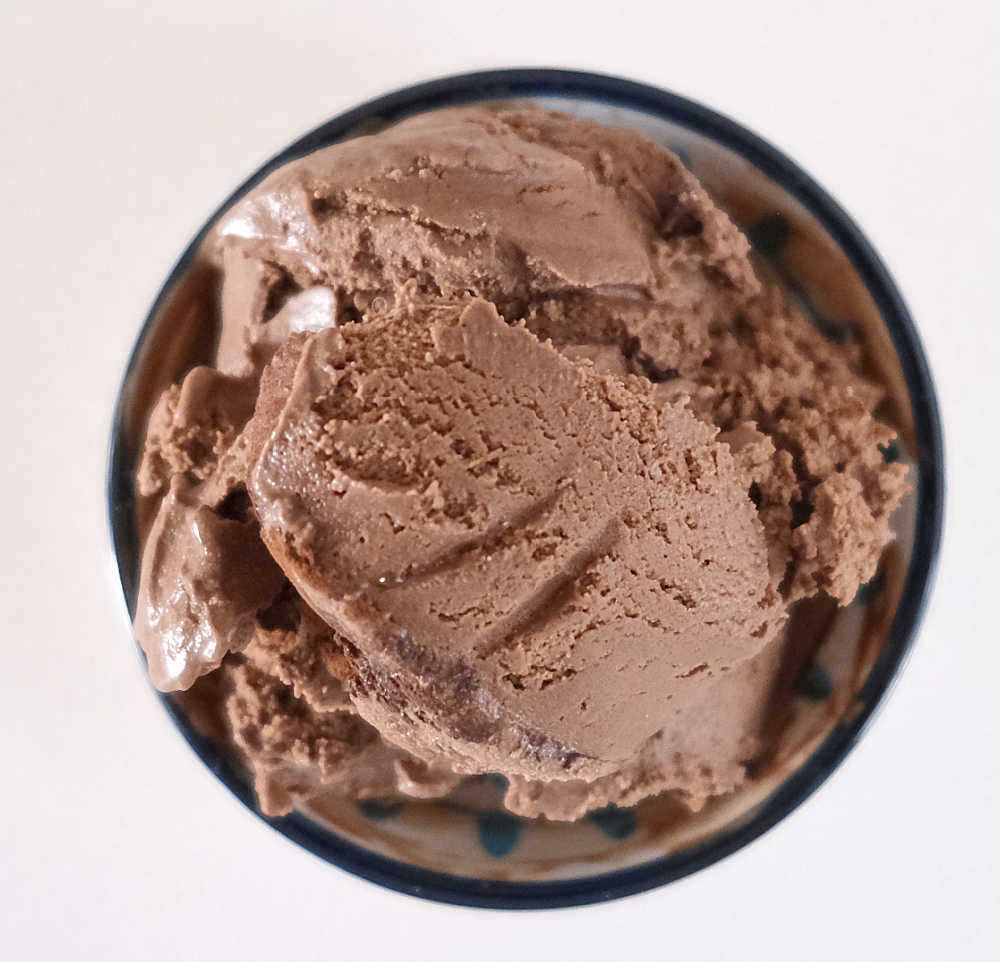 Top down bowl of Elato Dark Chocolate Truffle Gelato.