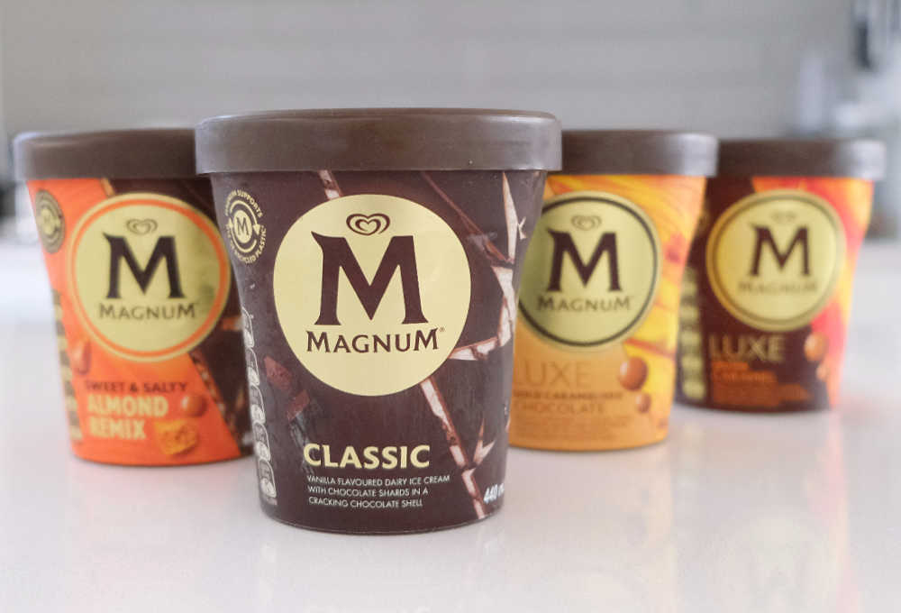 The Magnum Ice Cream Range with the Classic variant at the front.