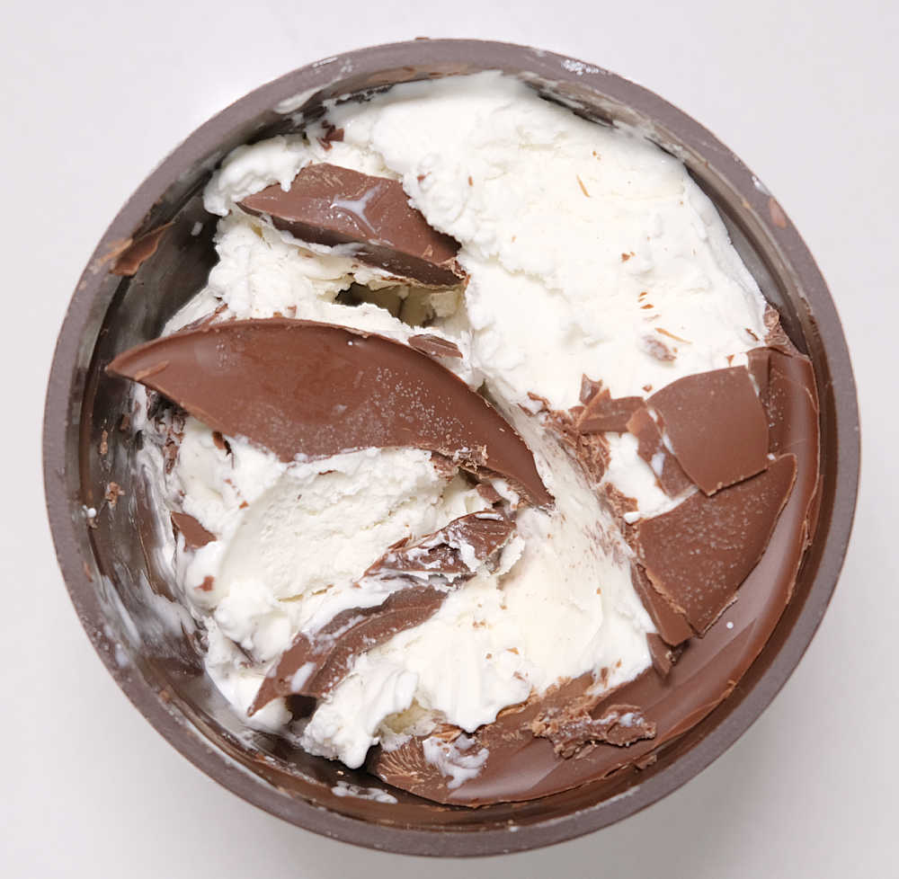 Bird's eye view of a partly eaten Magnum tub.