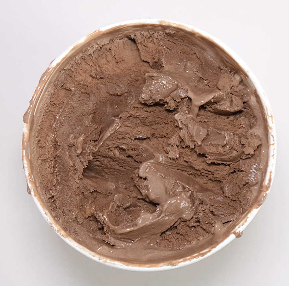 Top down look at the texture of Indulge 1L Chocolate.