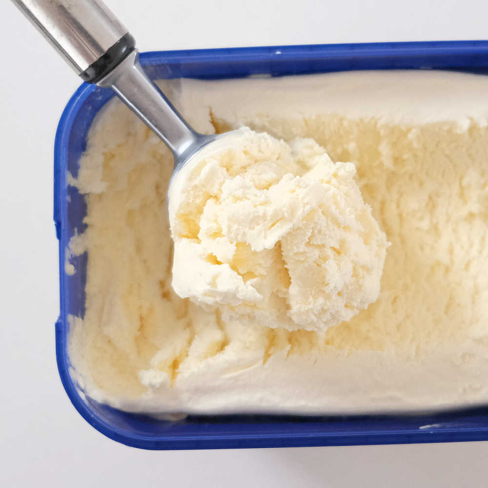 Top down photo the scooped Streets Classic Vanilla Ice Cream.