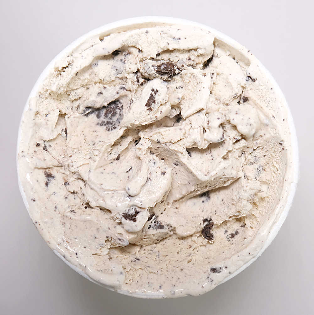 Top down photo of Cookies Cream Ice Cream, part of the Aldi Indulge range.