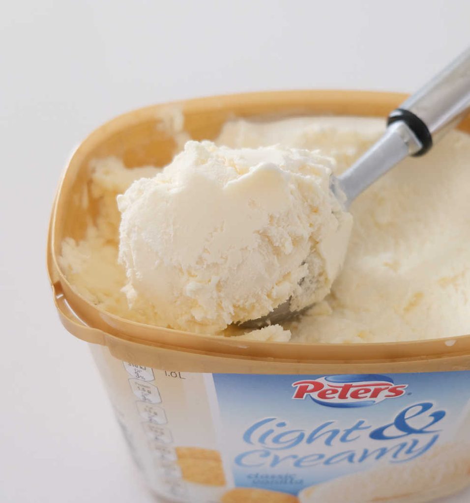 A scoop of Light & Creamy Classic Vanilla.