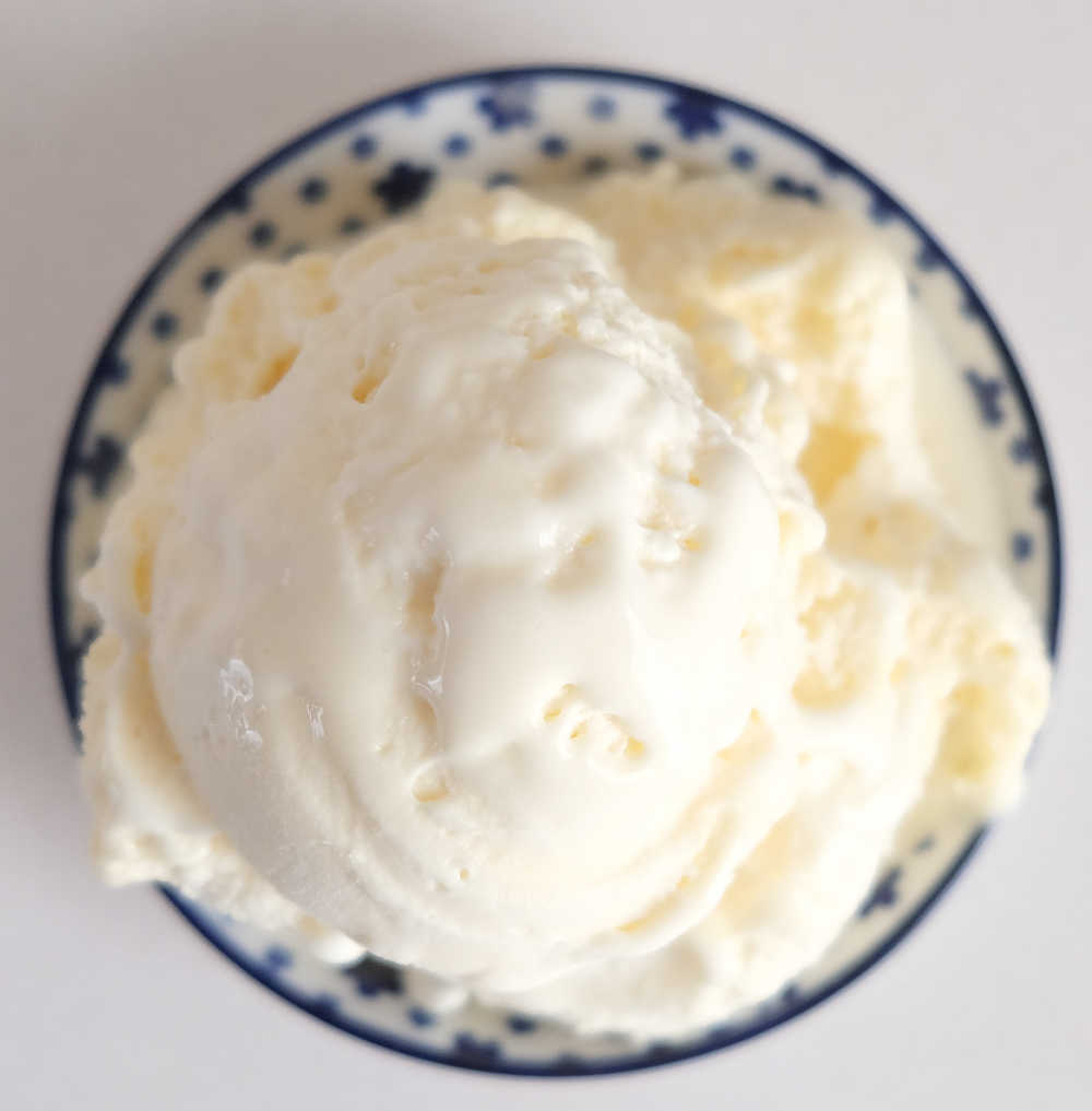 Top down photo of a bowl of Peters Light & Creamy French Van.