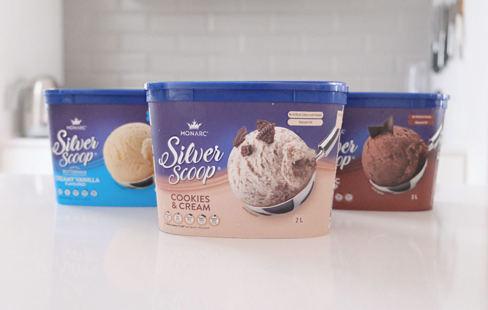 Monarc Silver Scoop Range with Cookies & Cream at front