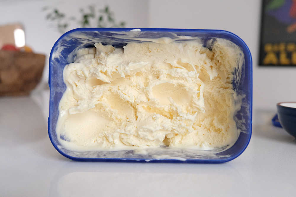 A partly eaten pack of Blue Ribbon RF Vanilla.