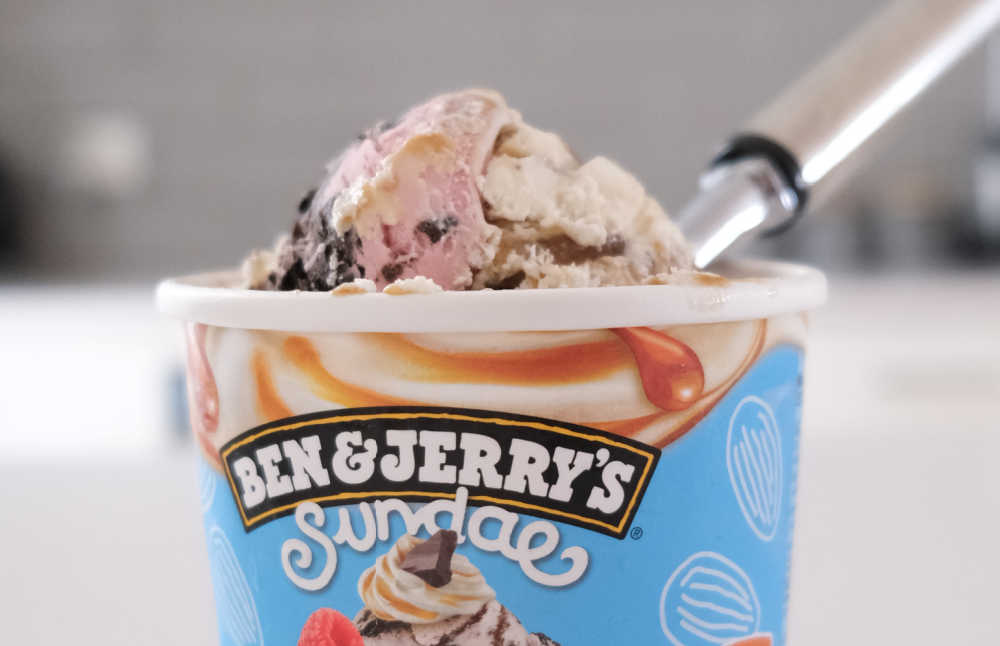 A scoop of BJ Non Dairy Berry Revolutionary.