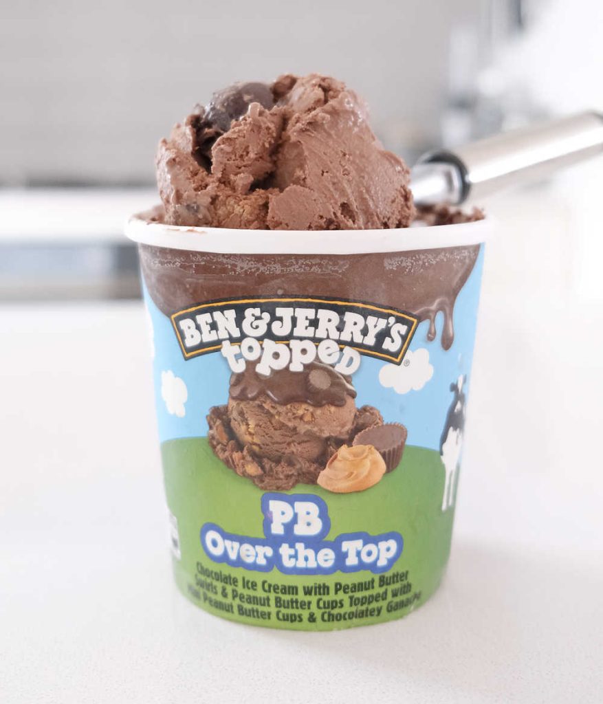Vertical photo of a scoop of PB Topped Over the Top 458ml.