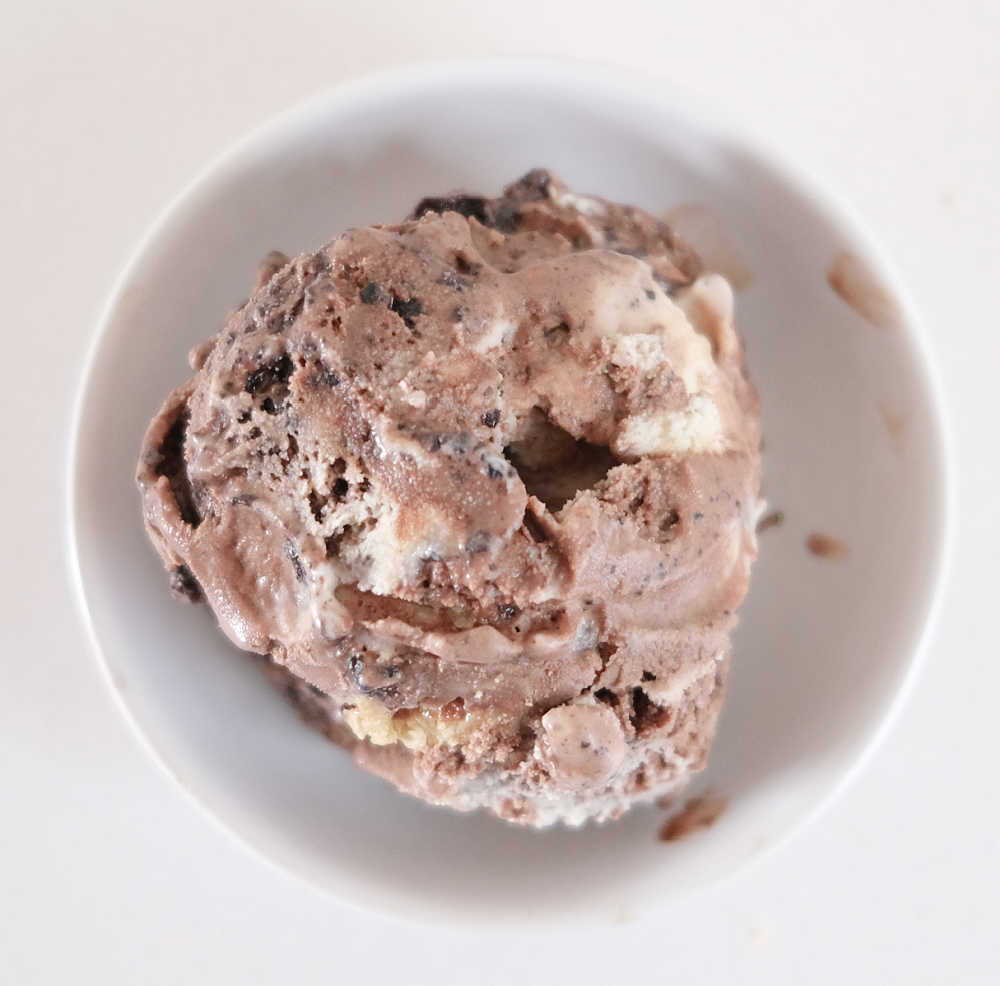Top down photo of a bowl of The Tonight Dough frozen dessert.