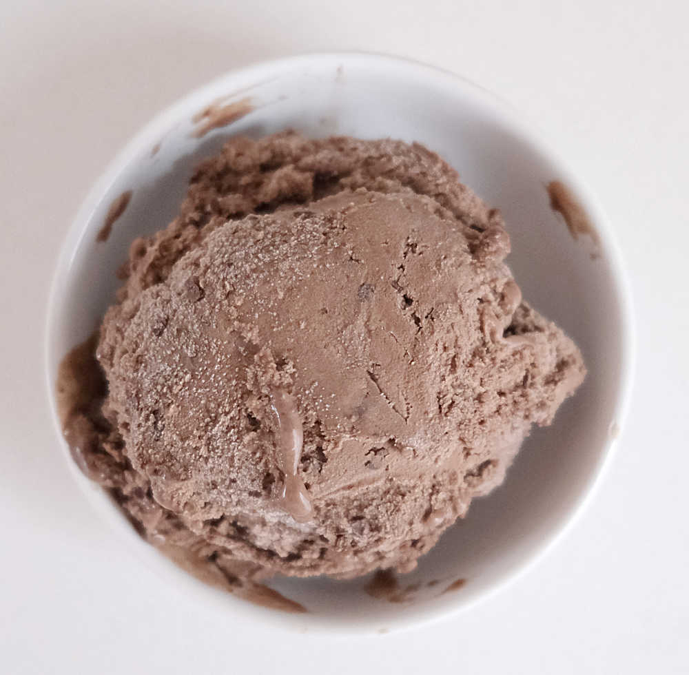 Top down photo of bowl of Monarc Choc Chip Ice Cream.