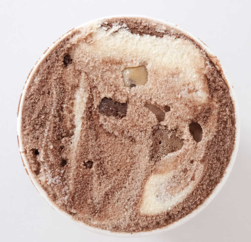 A bird's eye image of an open pinto of Ben and Jerry's Half Baked.
