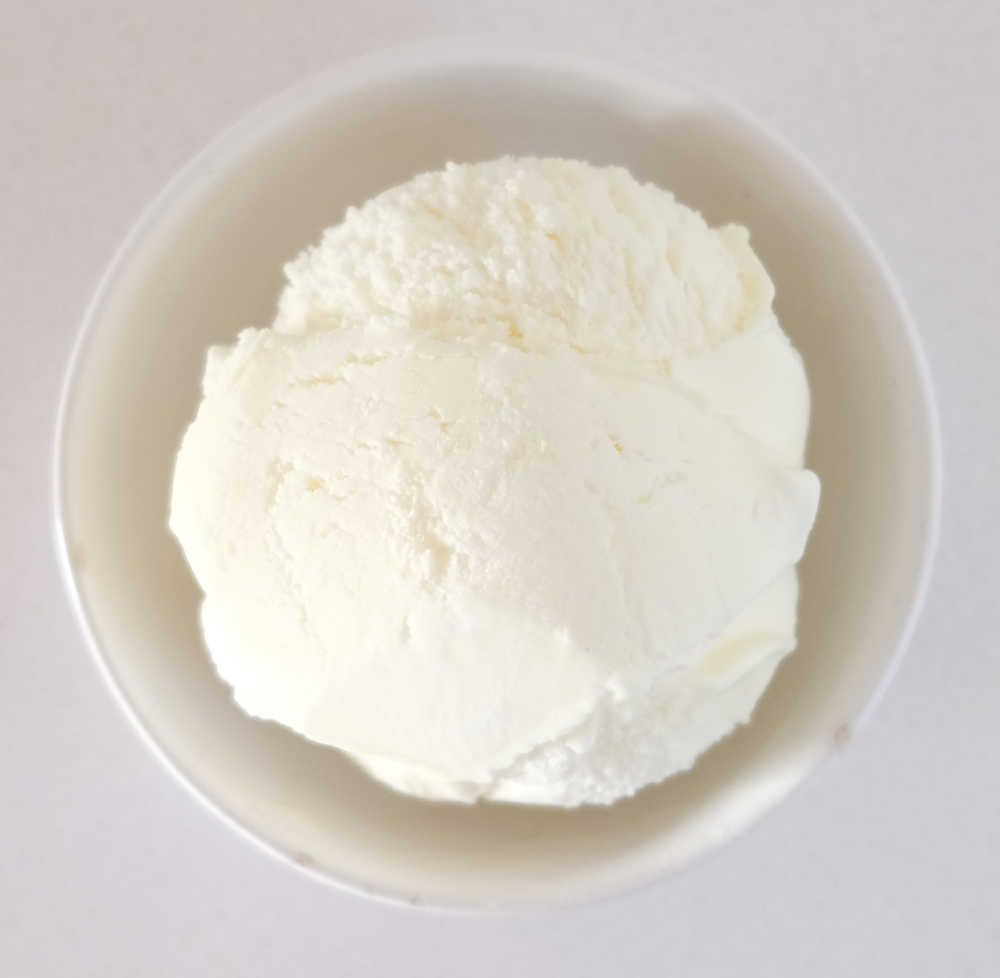 Top down photo of a bowl of Norco Vanilla Ice Cream.